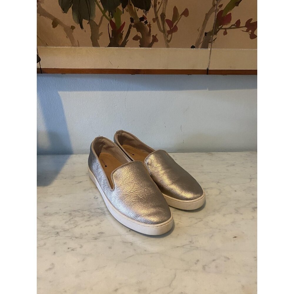 Birdies Shoes Womens Size 7.5 Gold Metallic Slip On Sneakers Comfort Casual